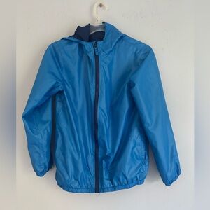 Basic Editions Blue Hooded Windbreaker kids Jacket – Size L(10/12)